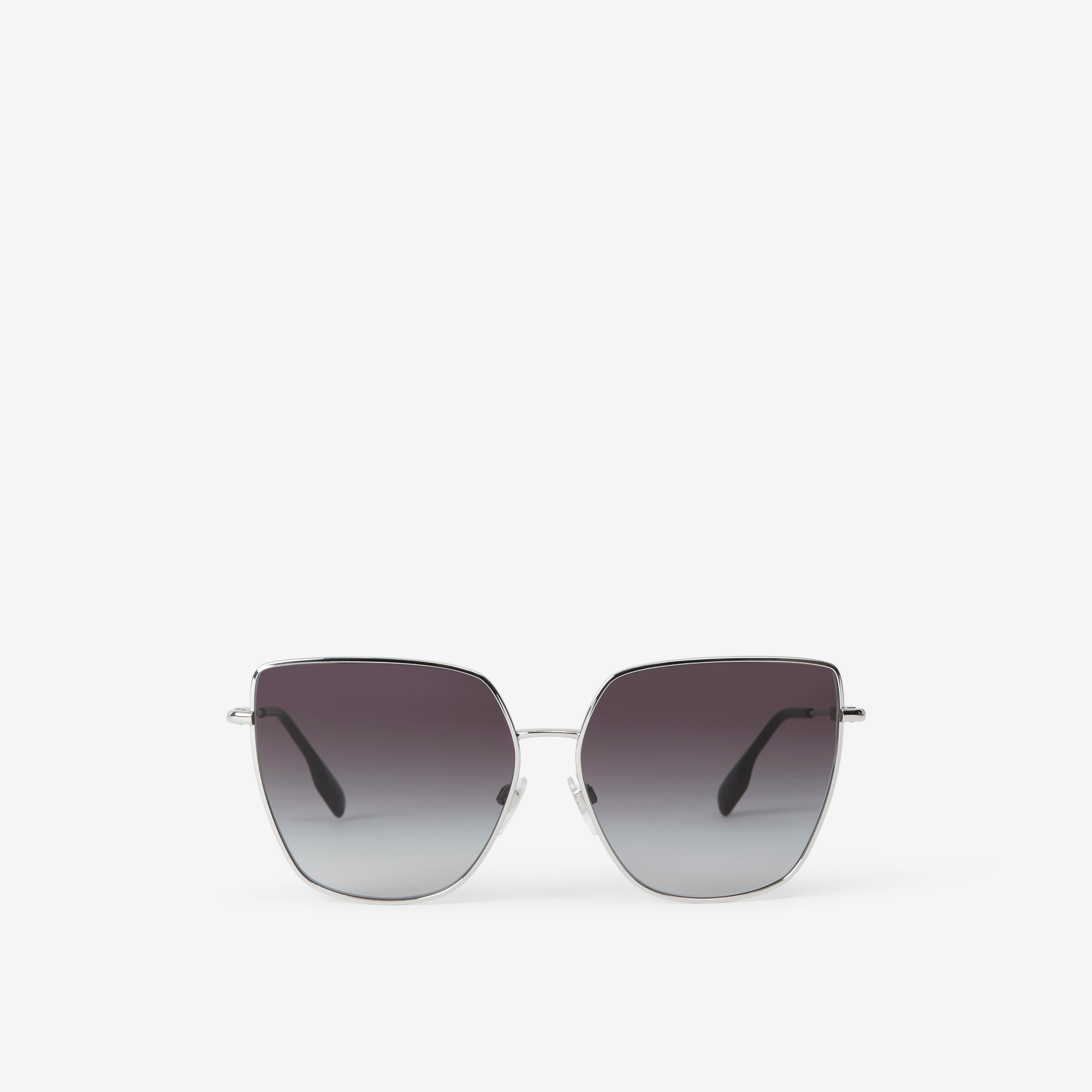 Óculos de sol com armação gatinho oversize (Preto/prata) - Mulheres | Burberry® oficial - 1