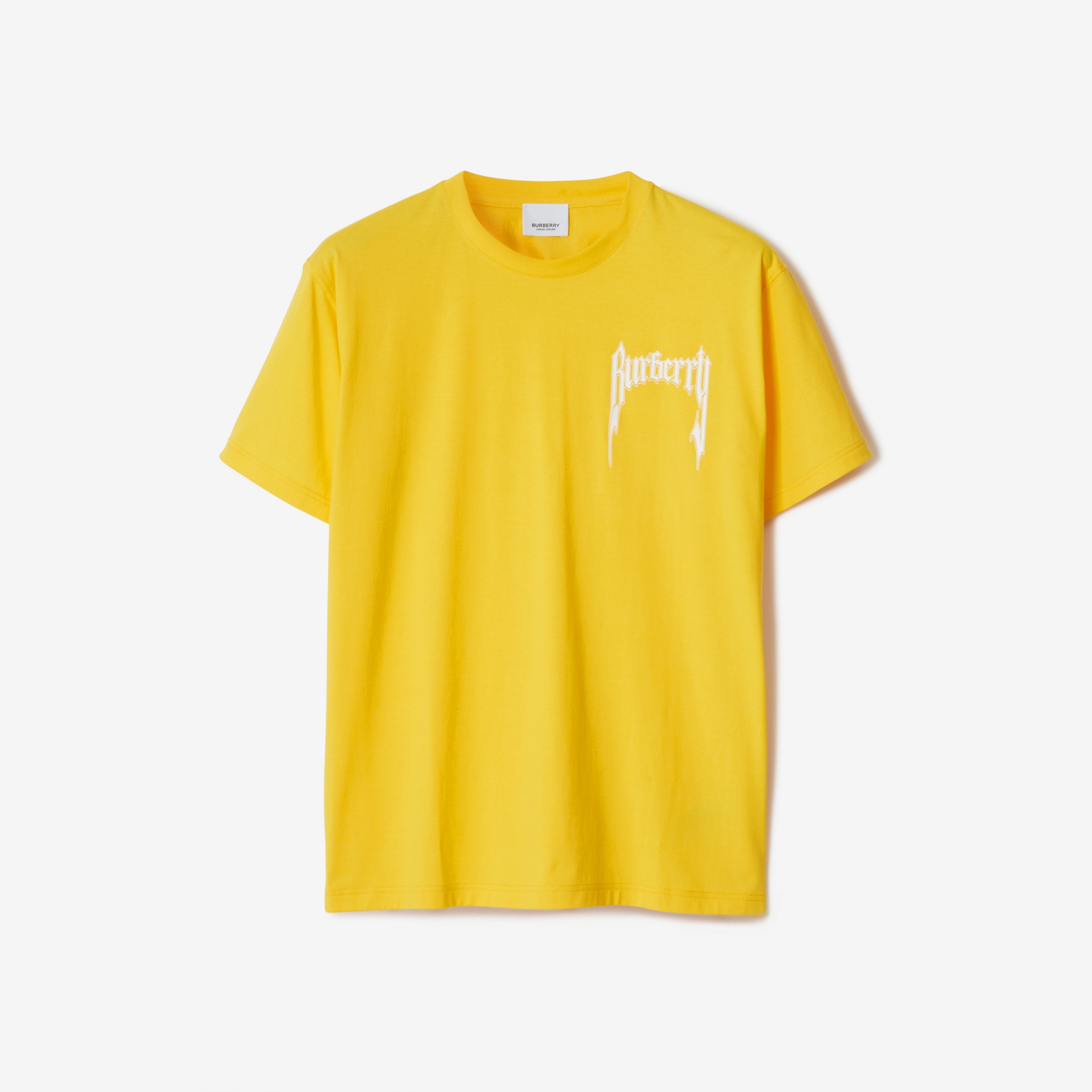 Camiseta oversize de algodão com logotipo (Amarelo Leão) - Mulheres | Burberry® oficial - 1