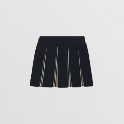 black pleated skirt white stripes