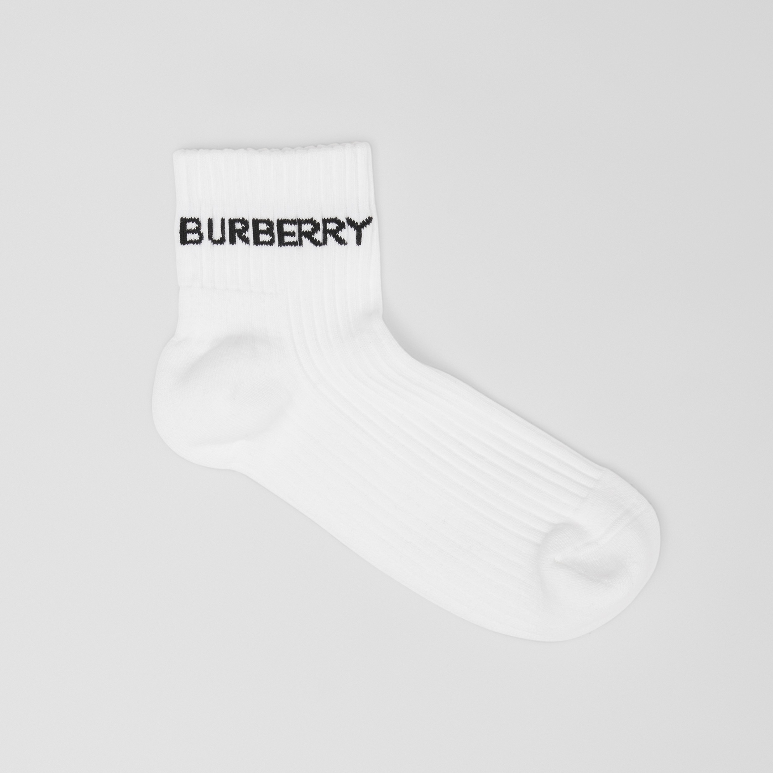 Logo Intarsia Technical Stretch Cotton Ankle Socks in White | Burberry® Official - 1