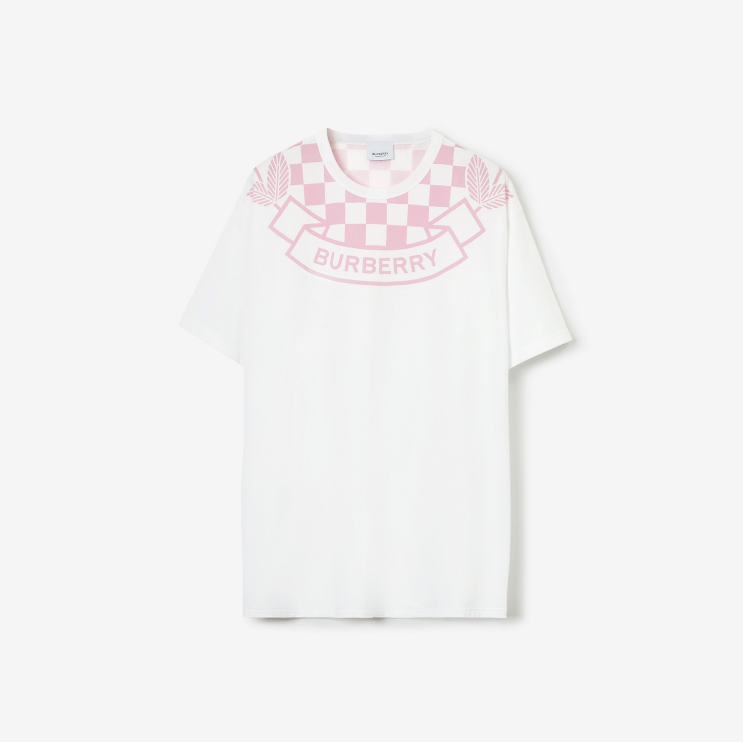 Chequered Crest Cotton T-shirt in White - Women | Burberry® Official