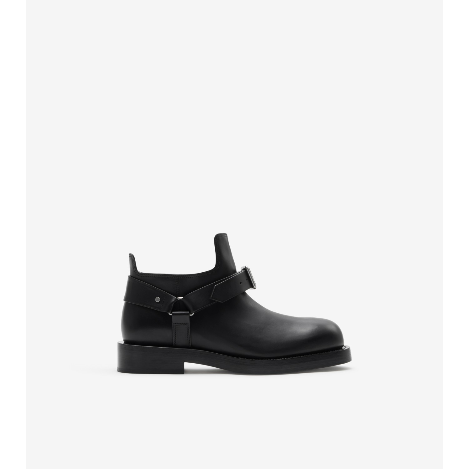 Leather Saddle Boots in Black Men Burberry Official