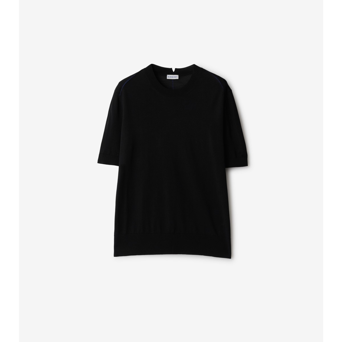 Burberry Round-neck Wool T-shirt In Black