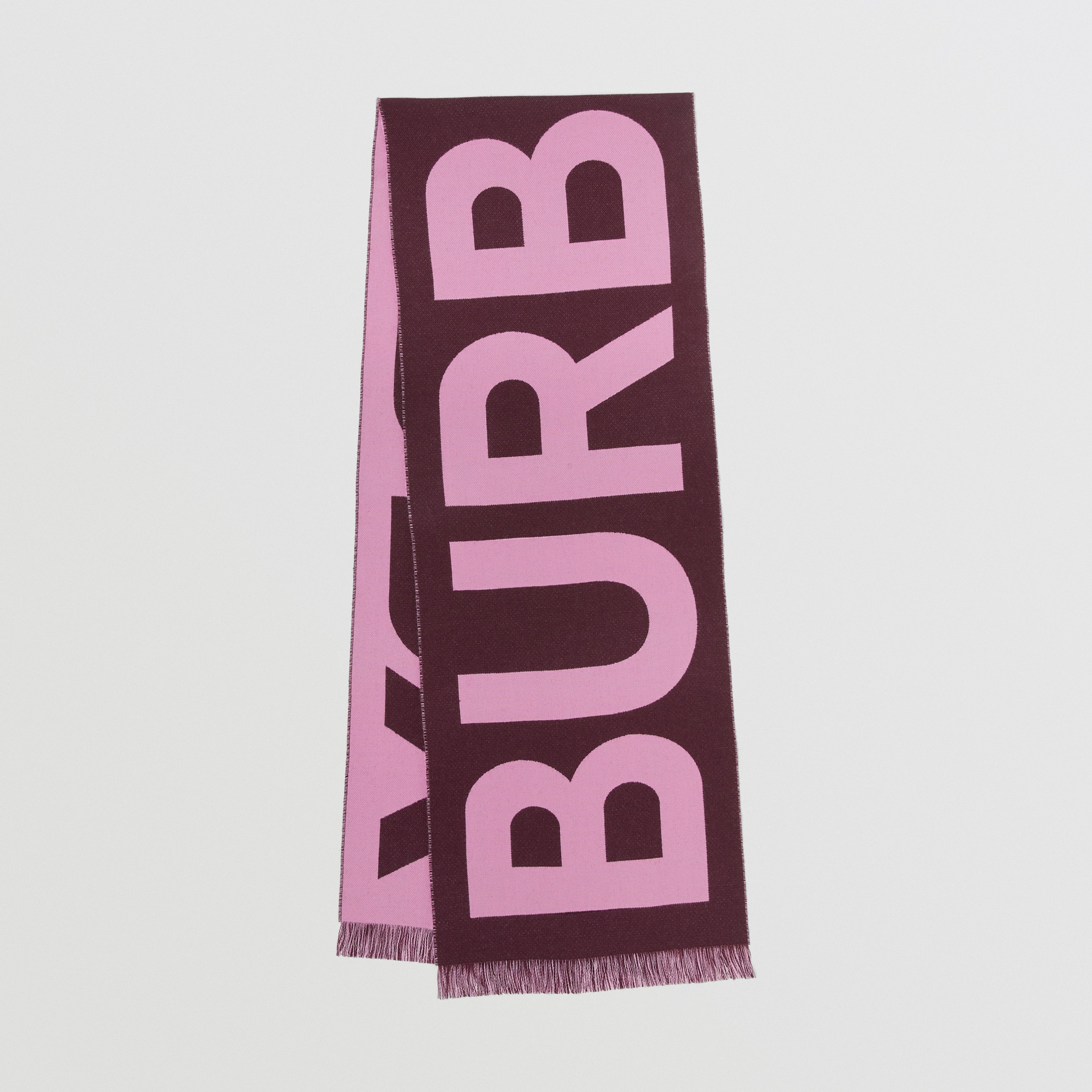 Logo Wool Jacquard Scarf in Burgundy/bubblegum | Burberry® Official - 1