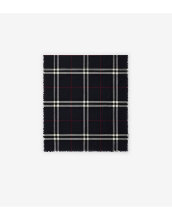 Wide Check Wool Scarf