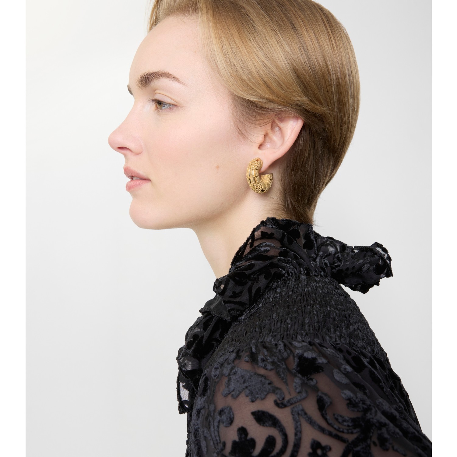 Check Granulation Hoop Earrings​