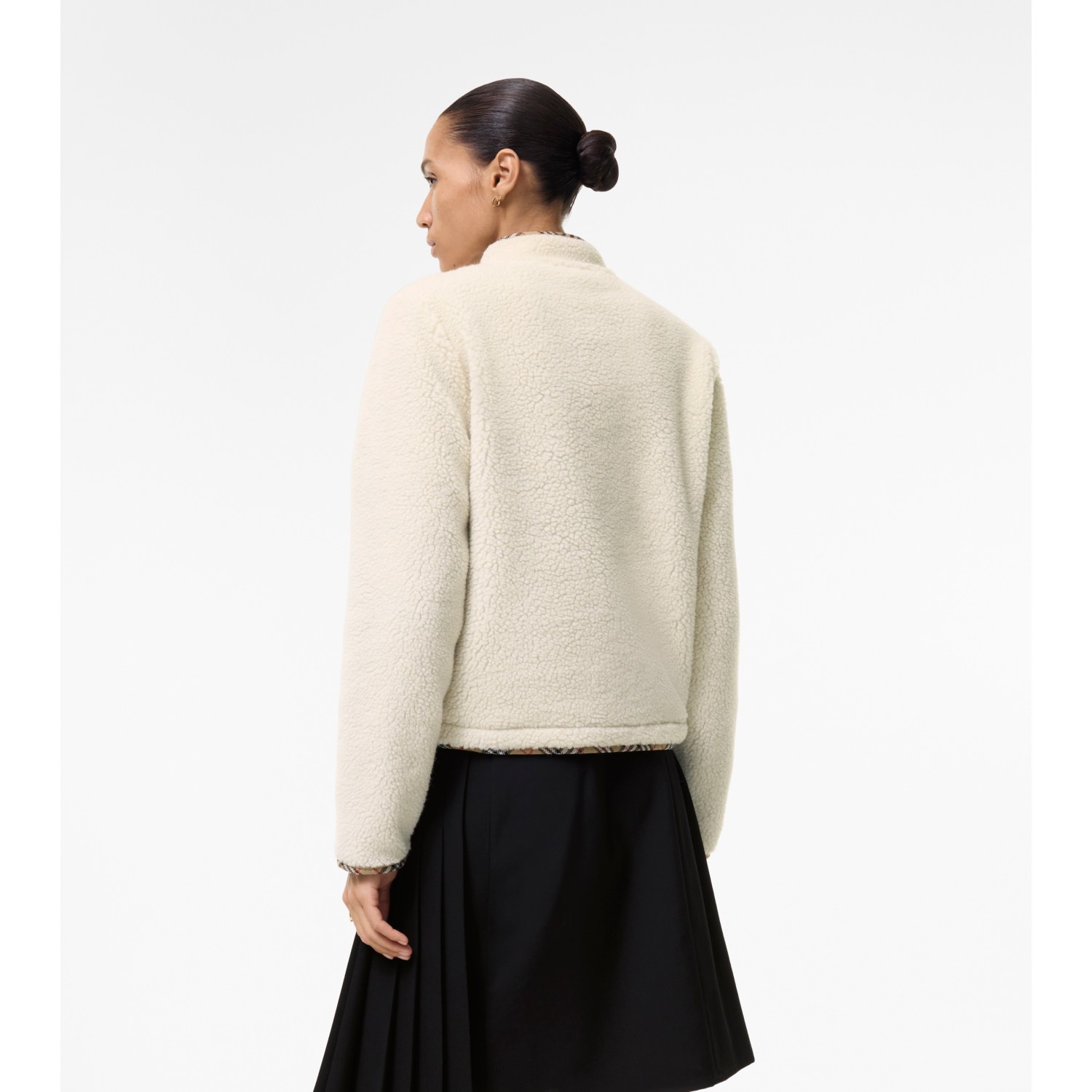 Cropped Wool Cashmere Blend Fleece Jacket - thumbnail 4