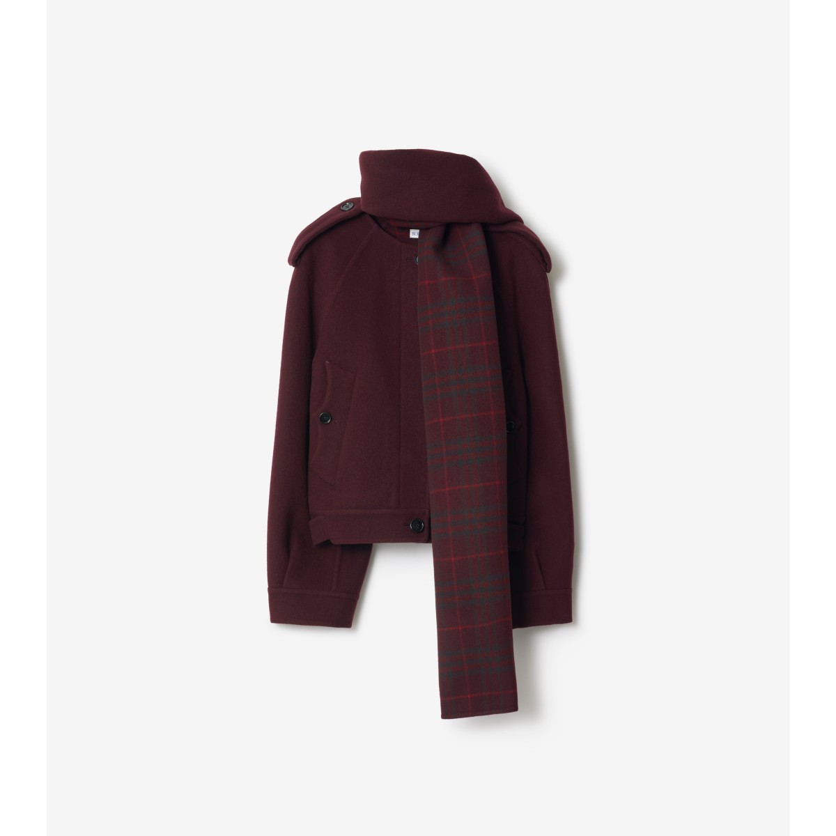 Burberry Wool Coat With Detachable Scarf In Black