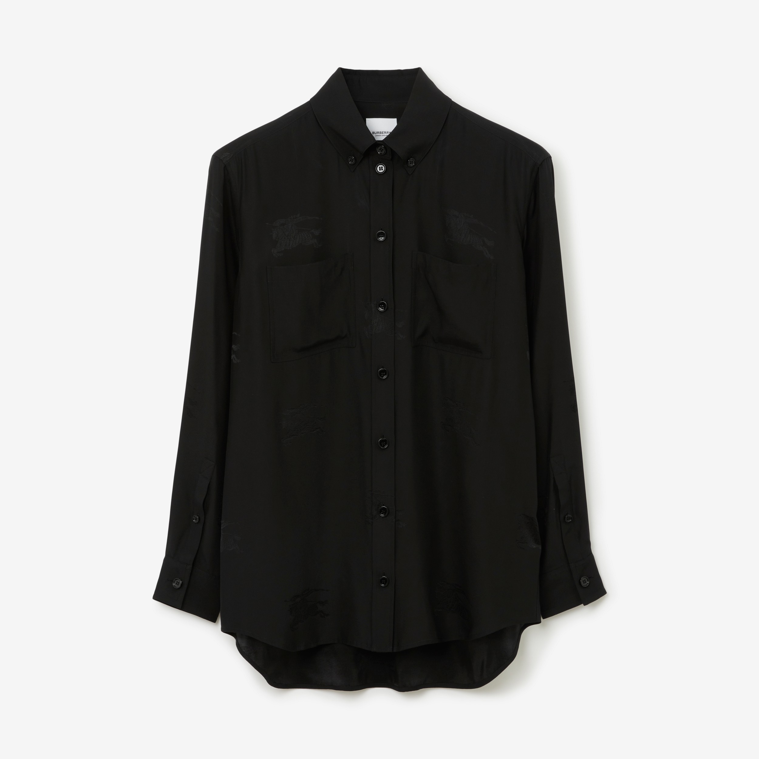 EKD Silk Jacquard Oversized Shirt in Black - Women | Burberry® Official - 1