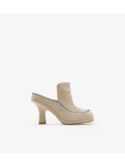 Shop Burberry Cord Highland Mules In Natural