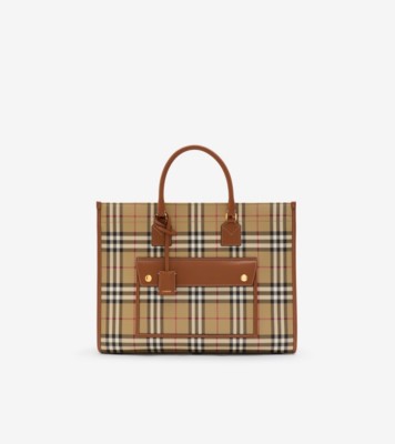 ミディアム フレヤトート (アーカイブベージュ／ブライアーブラウン) - ウィメンズ | Burberry®公式サイト