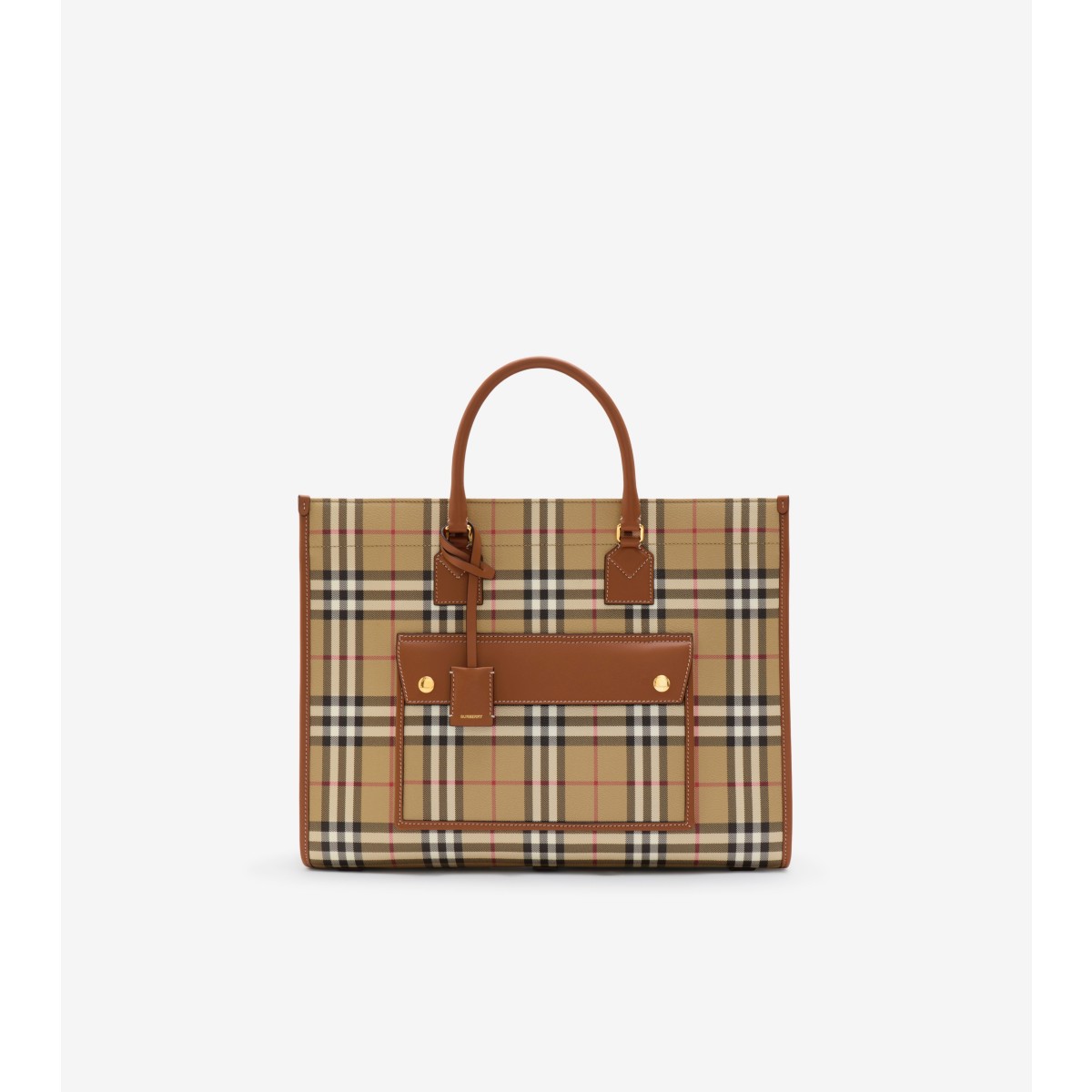 Burberry Printed Cotton Medium Freya Shopping Bag In Archive Beige/briar Brown