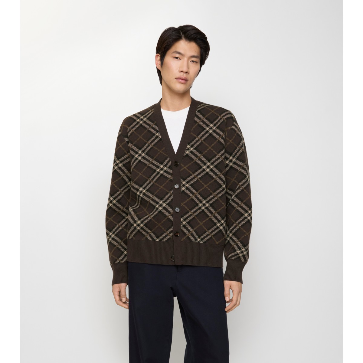  Check Wool Cashmere Cardigan