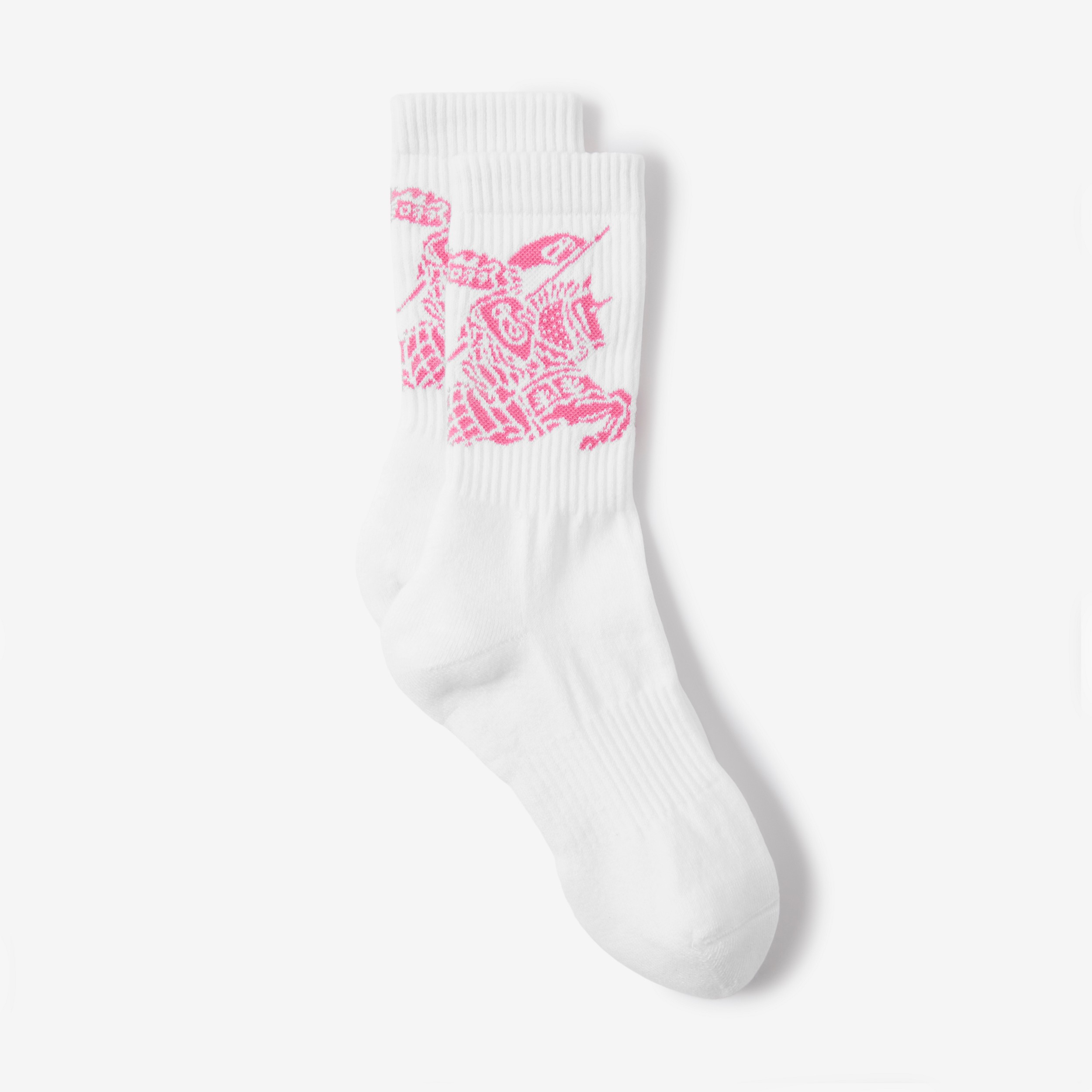 Socken aus technischer Stretchbaumwolle mit EKD-Motiv (Weiß/rosa) | Burberry® - 2