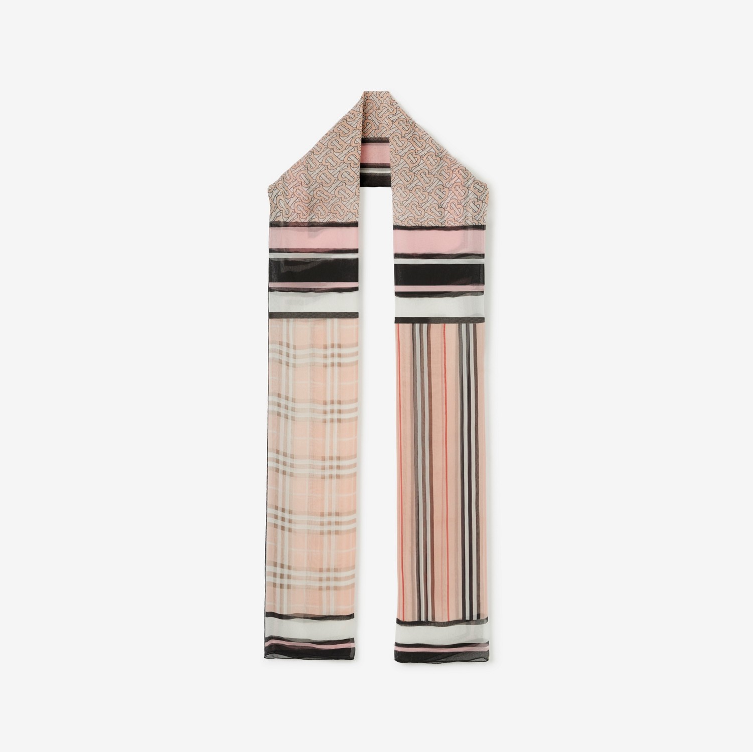 Montage Print Silk Chiffon Scarf in Blush | Burberry® Official