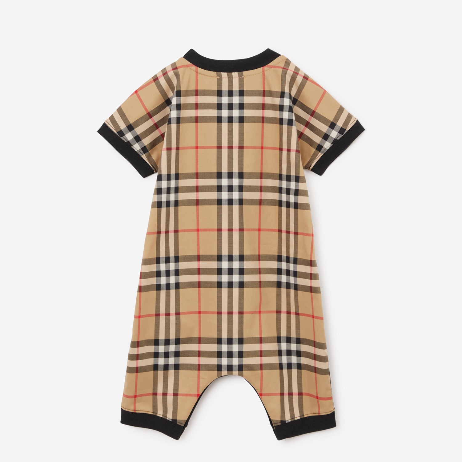Check Panel Cotton Playsuit in Black - Children | Burberry® Official