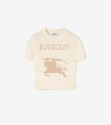 Knight Cotton Wool Top in Ivory white | Burberry® Official