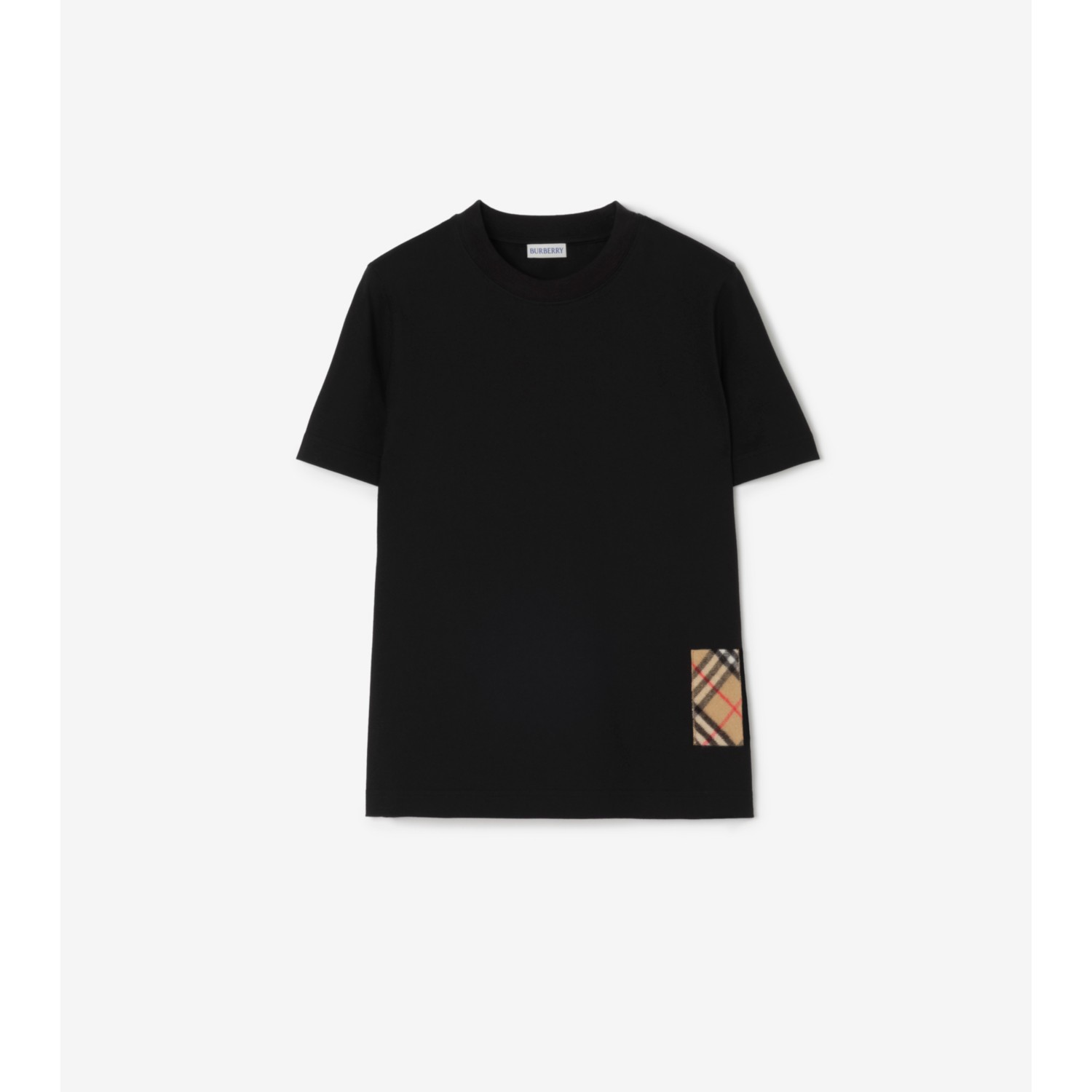 Check Cashmere Patch Cotton T-shirt - thumbnail 4