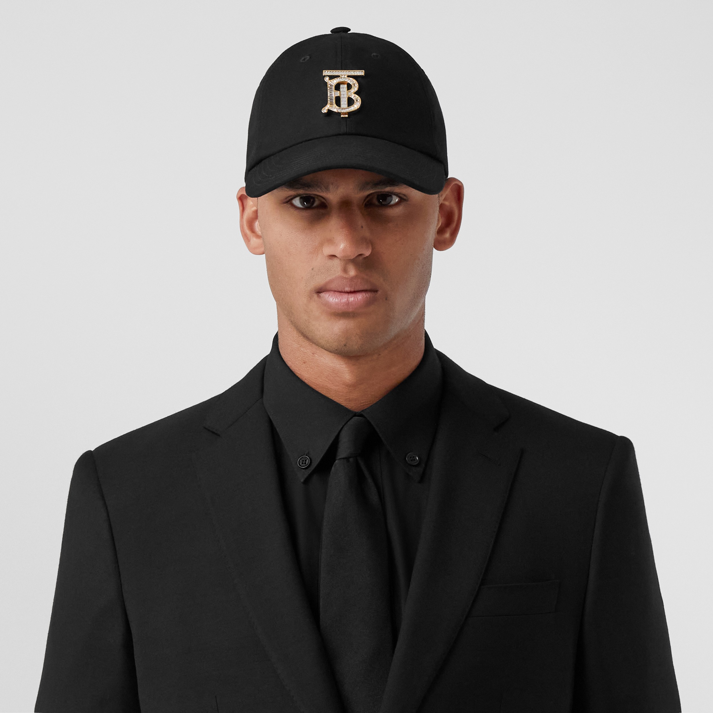 Crystal Monogram Motif Cotton Baseball Cap in Black | Burberry® Official - 2