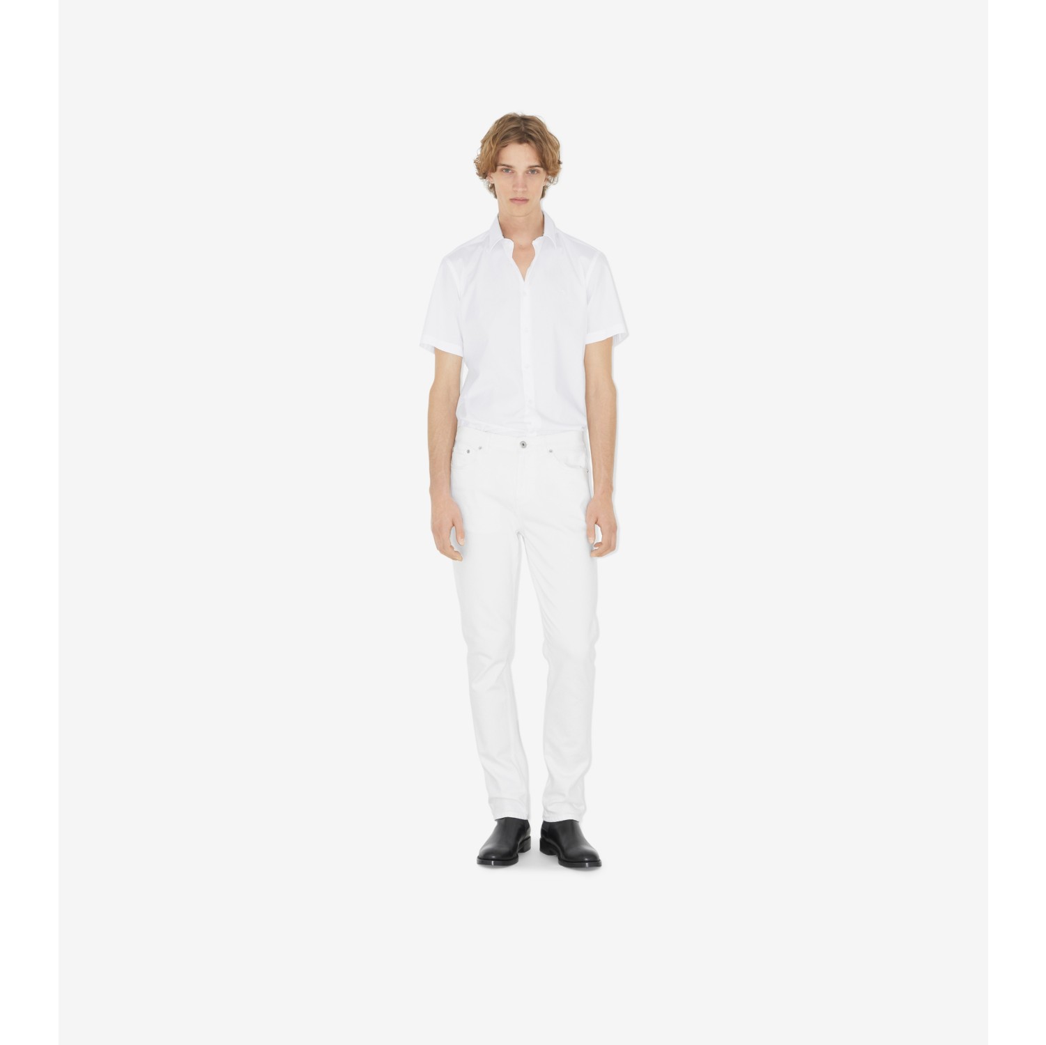 Chemise en coton stretch Blanc Homme Site officiel Burberry