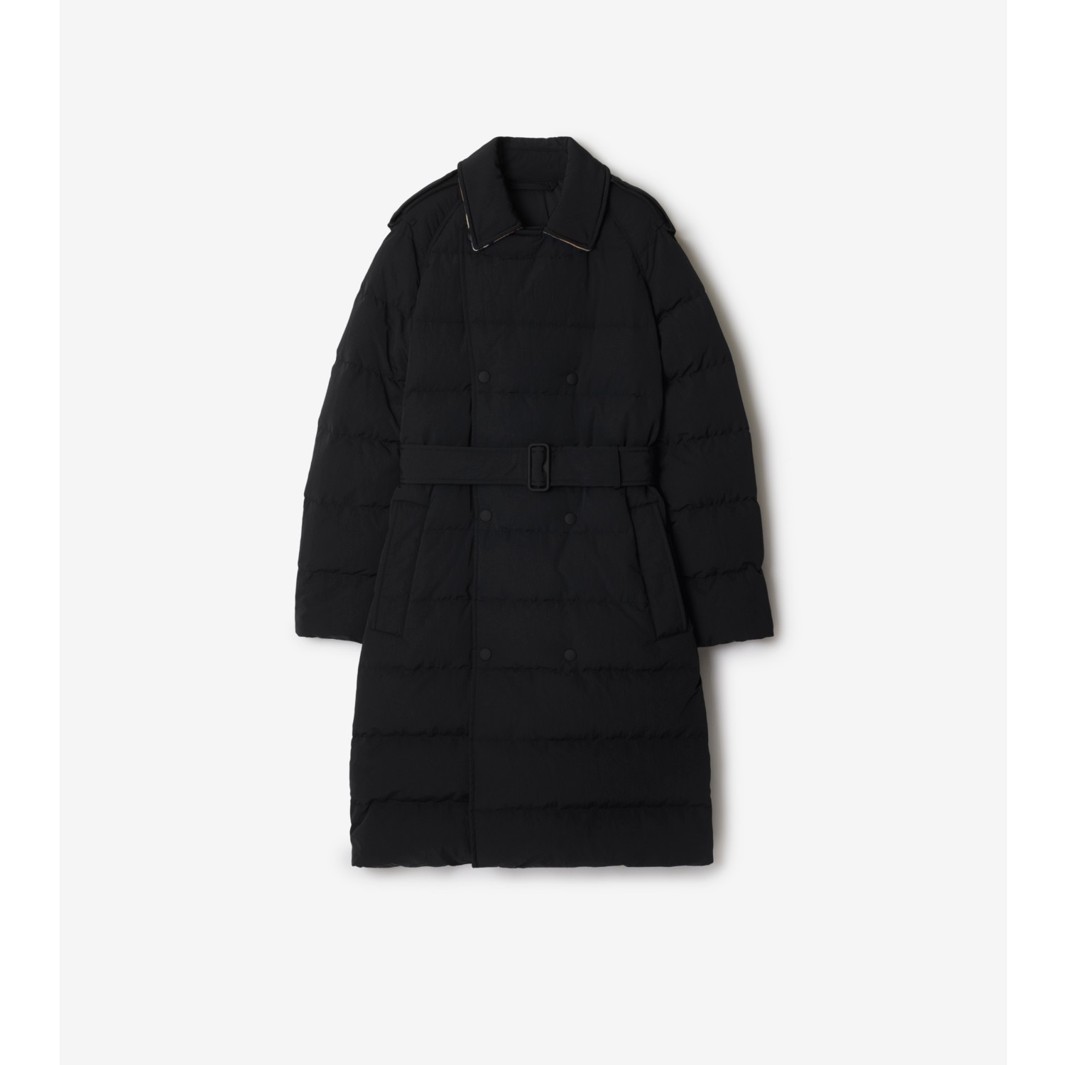 Mid length Nylon Puffer Coat in Black sand Women Burberry Official