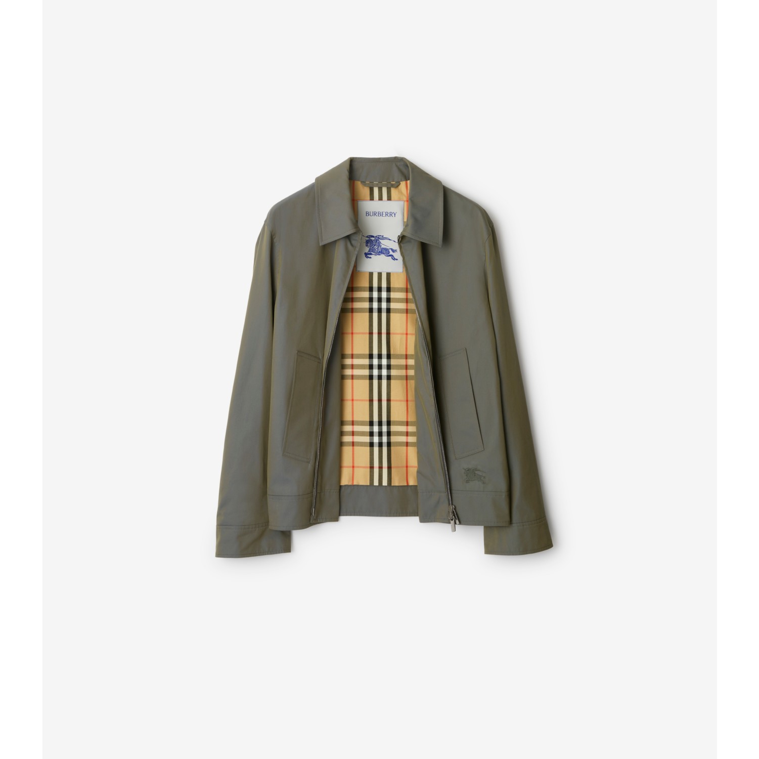 コットン ハリントンジャケット (アイロン) - メンズ, コットン | Burberry®公式サイト