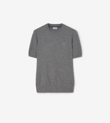 Cashmere Top in Mid grey melange - Men, Nylon | Burberry® Official