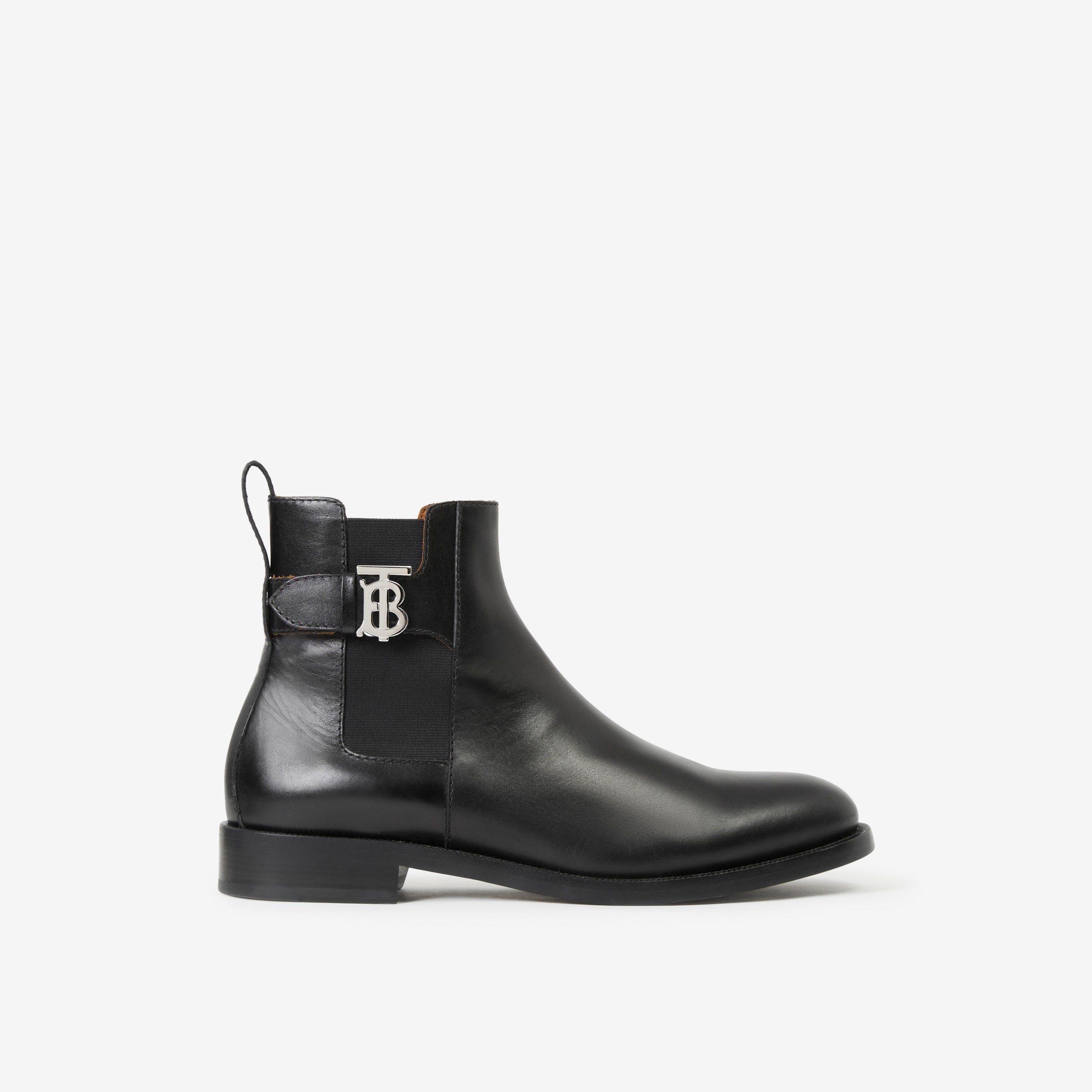 Monogram Motif Leather Chelsea Boots in Black - Men | Burberry® Official - 1