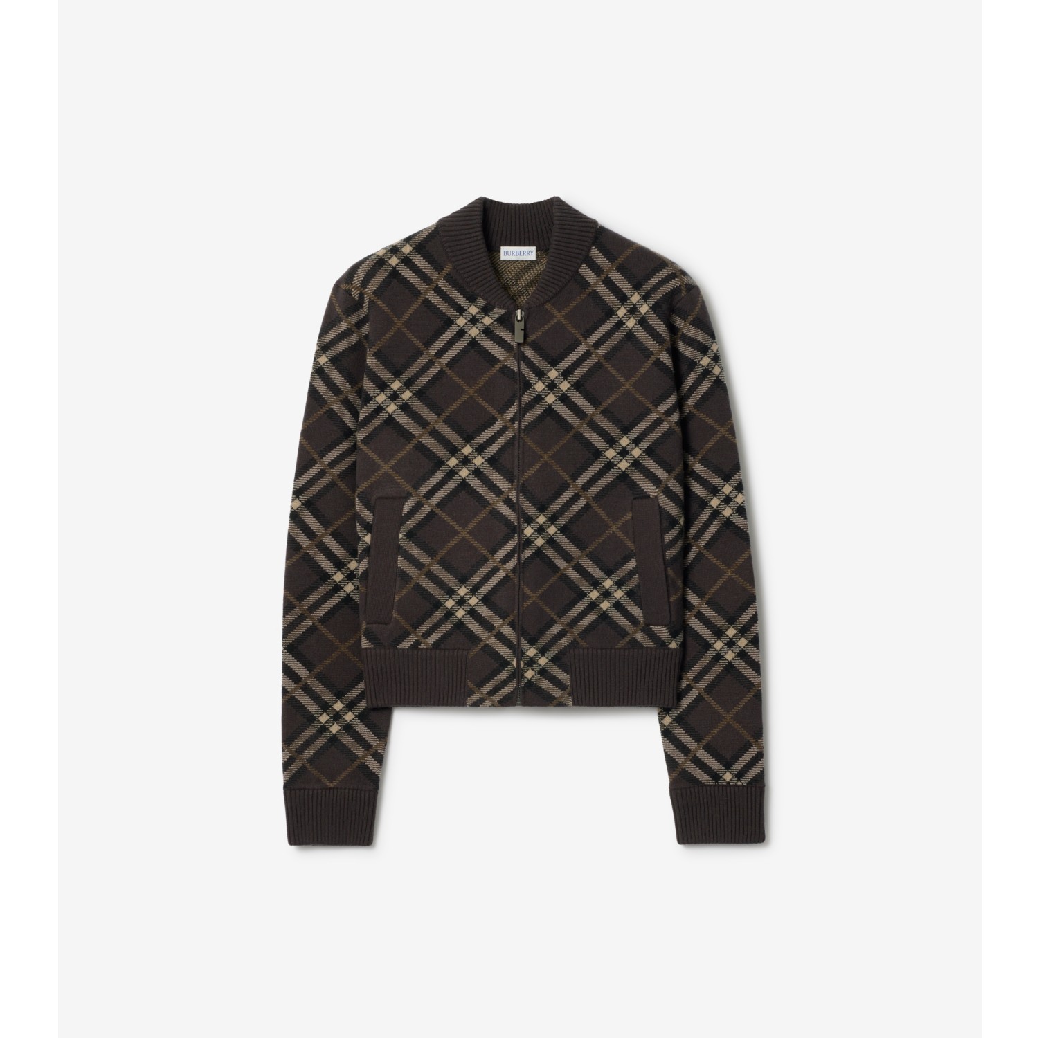 Check Wool Cashmere Bomber Jacket