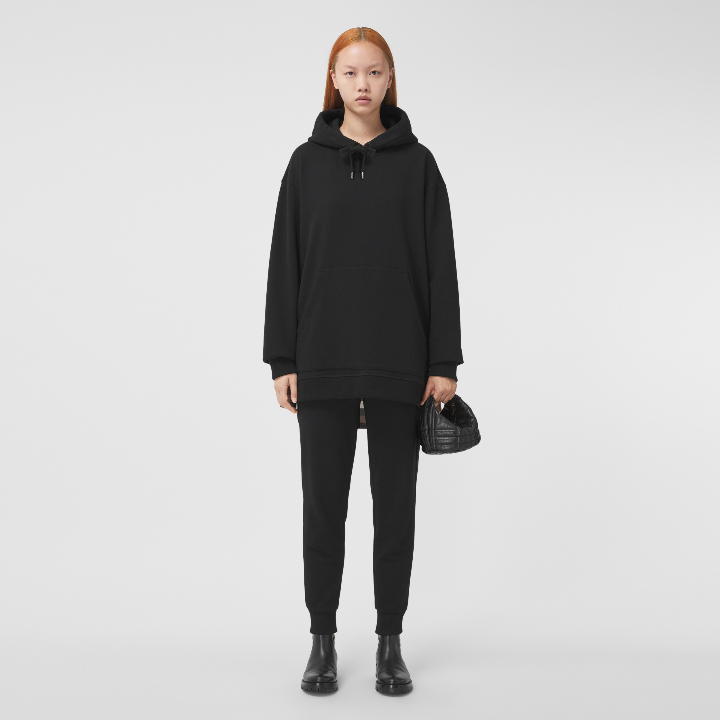 Check Panel Cotton Jogging Pants in Black | Burberry® Official - 4