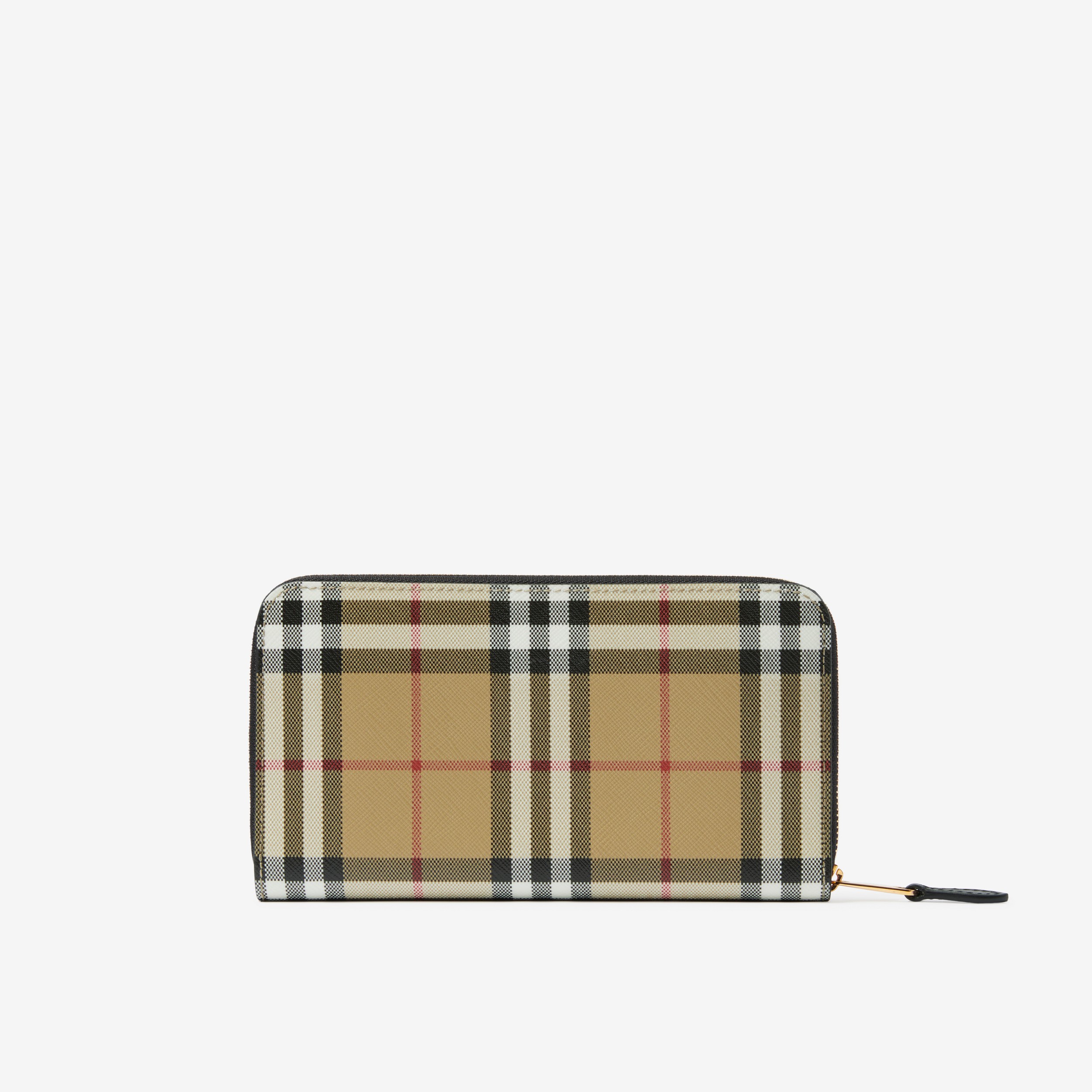 Vintage Check and Leather Ziparound Wallet in Beige/black - Women | Burberry® Official - 3