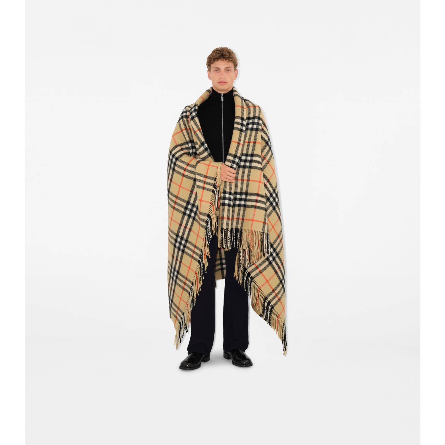 Check Wool Cashmere Blanket