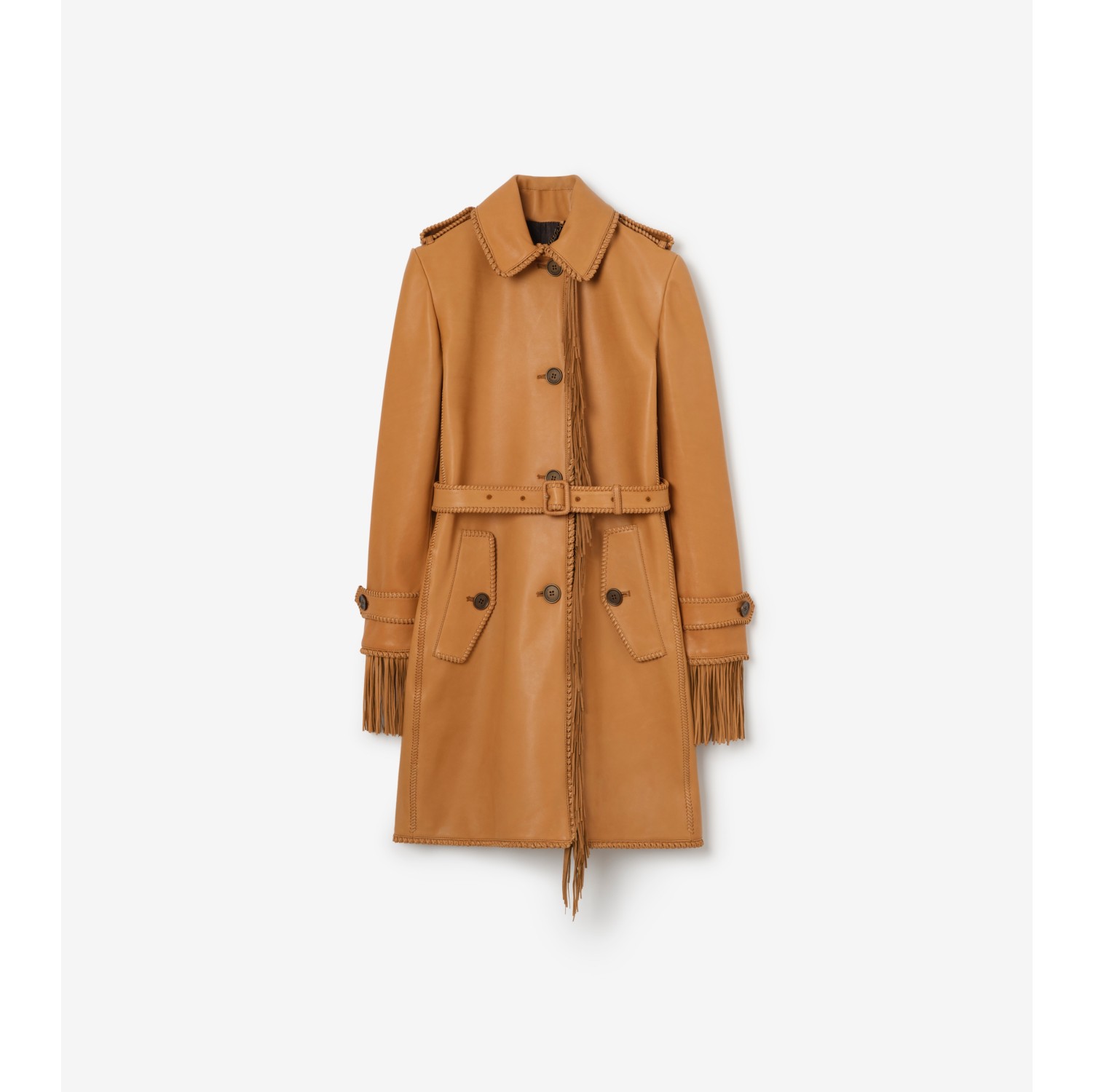 Short Fringed Leather Car Coat