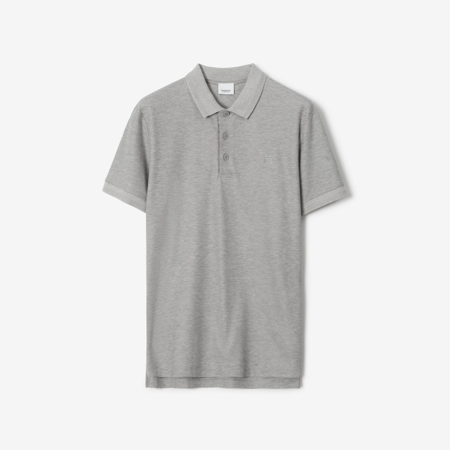Monogram Polo Shirt in Pale Grey Melange - Men | Burberry® Official
