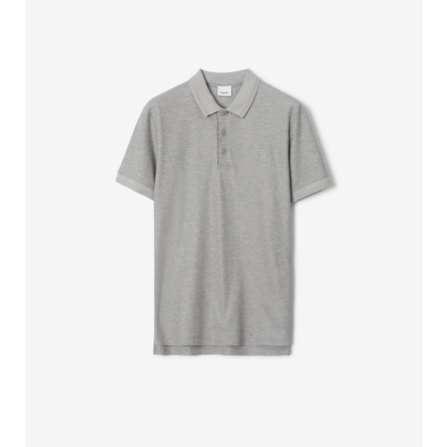 Cotton Polo Shirt in Pale grey melange - Men | Burberry® Official