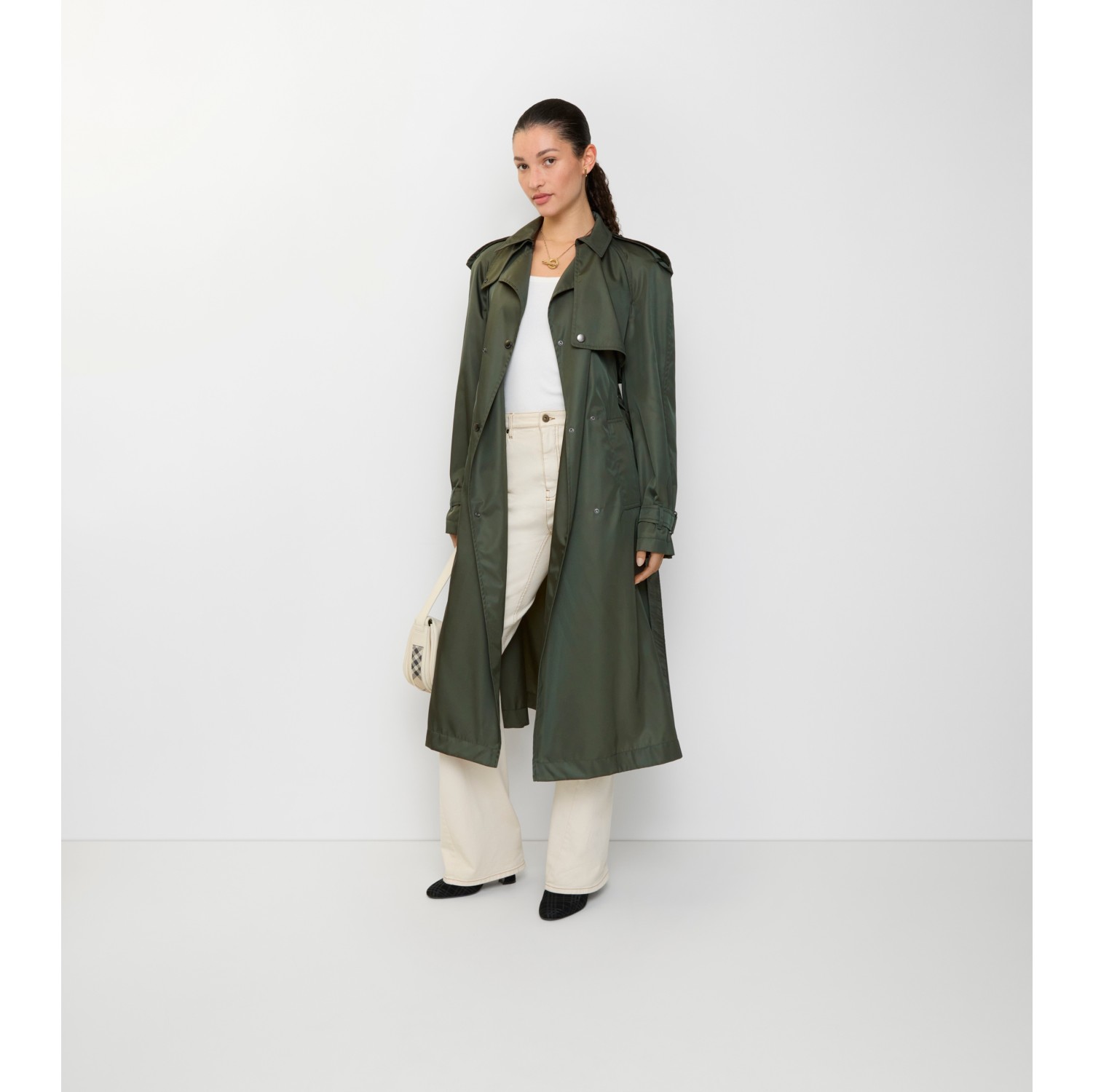 Long Nylon Hooded Trench Coat
