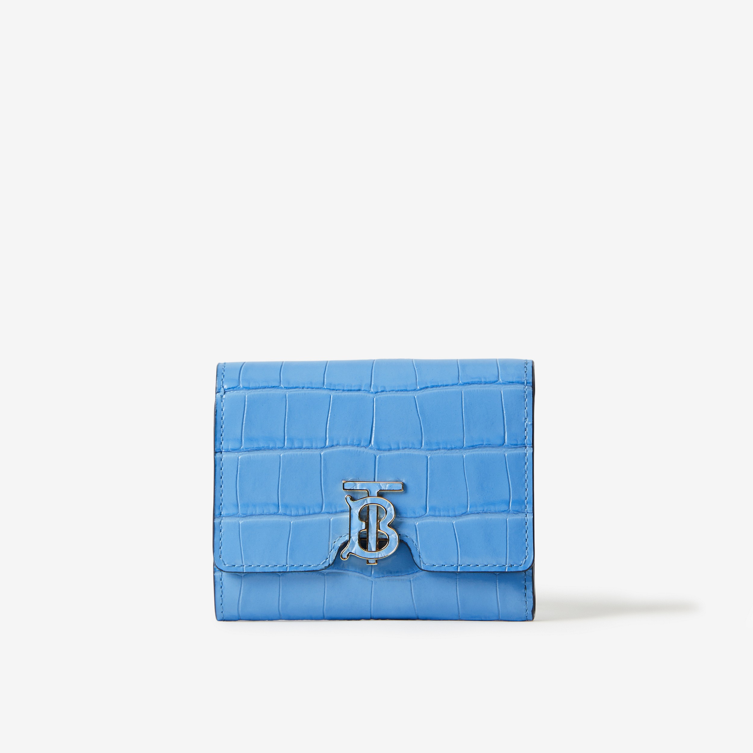 Embossed Leather TB Folding Wallet in Cool Cornflower Blue - Women | Burberry® Official - 1