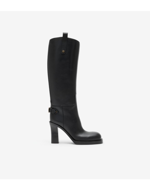 Leather Cavalier Heel Boots