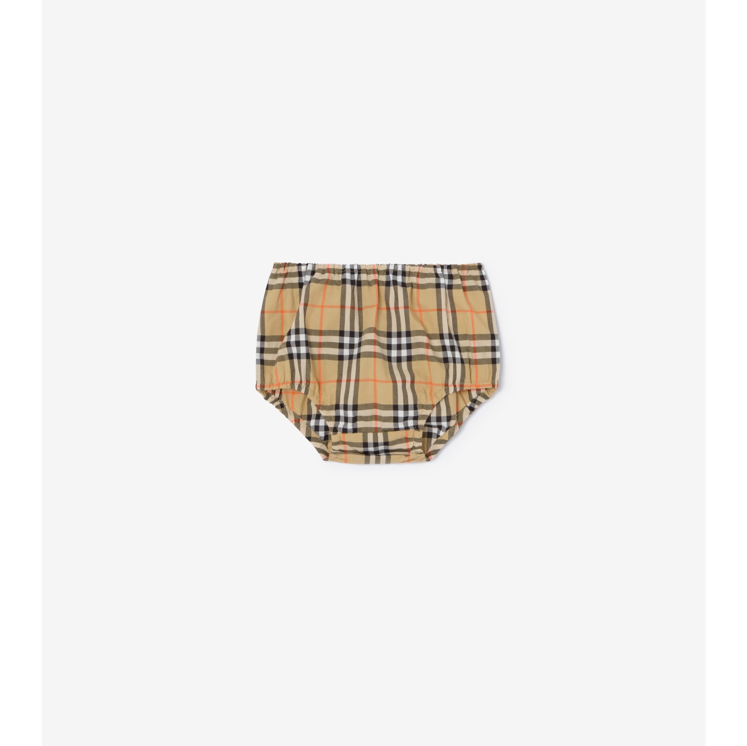Check Cotton Dress with Bloomers in Sand beige - Children | Burberry® Official