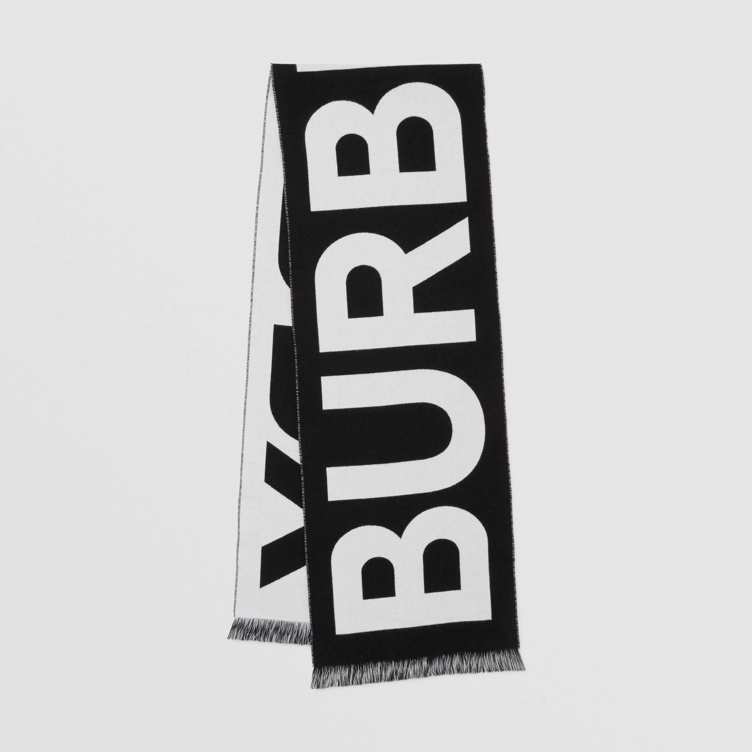 Logo Wool Jacquard Scarf in Black | Burberry® Official - 1