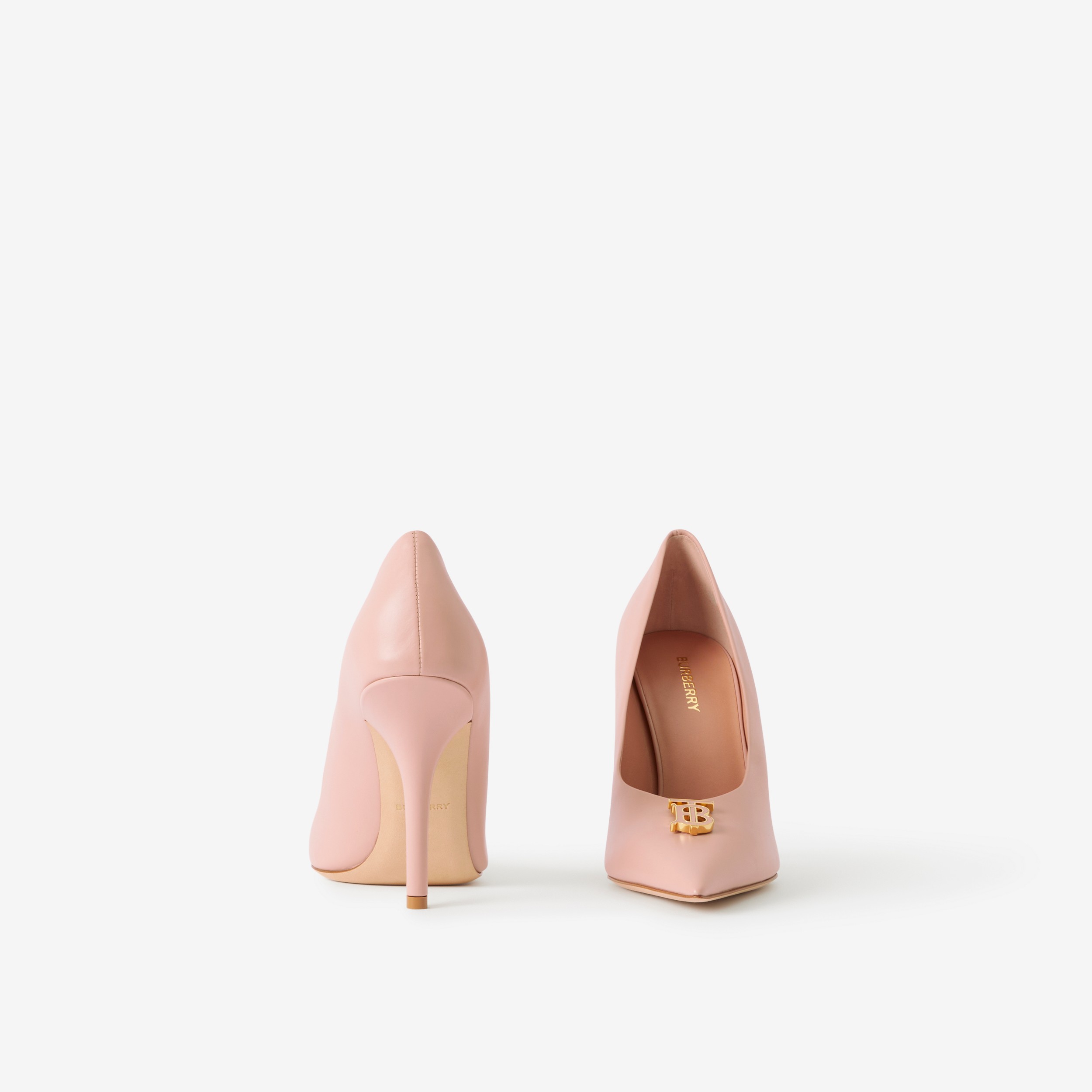 Monogram Motif Leather Point-toe Pumps in Dusky Pink - Women | Burberry® Official - 4