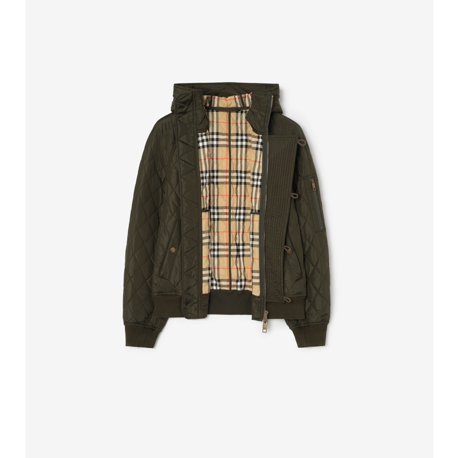 Hooded Quilted Nylon Bomber Jacket