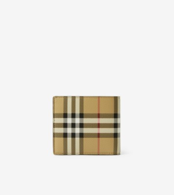 BURBERRY Vintage Check Leather Wallet Beige