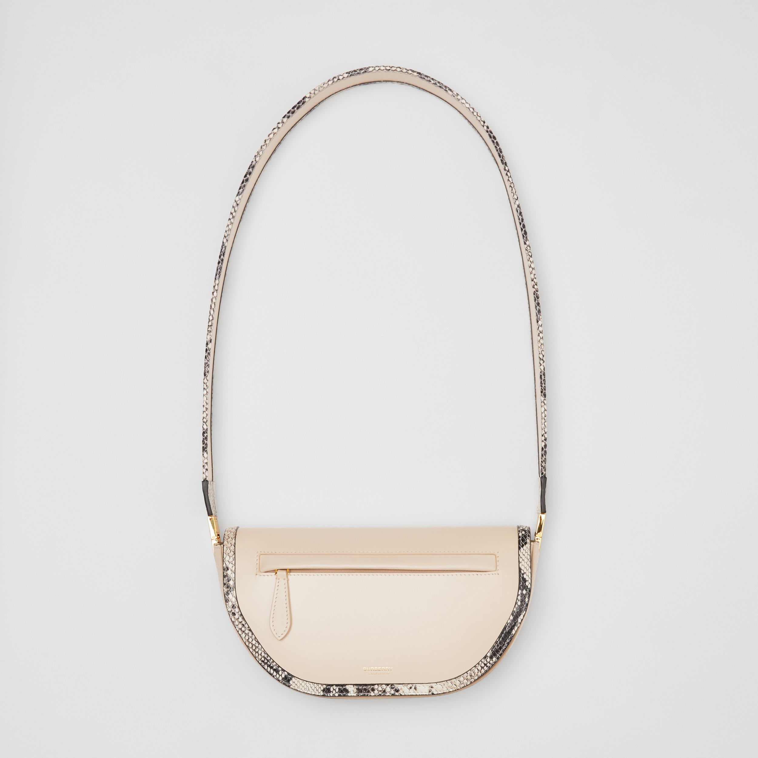 Small Leather and Python Print Olympia Bag in Pale Biscuit - Women | Burberry® Official - 1