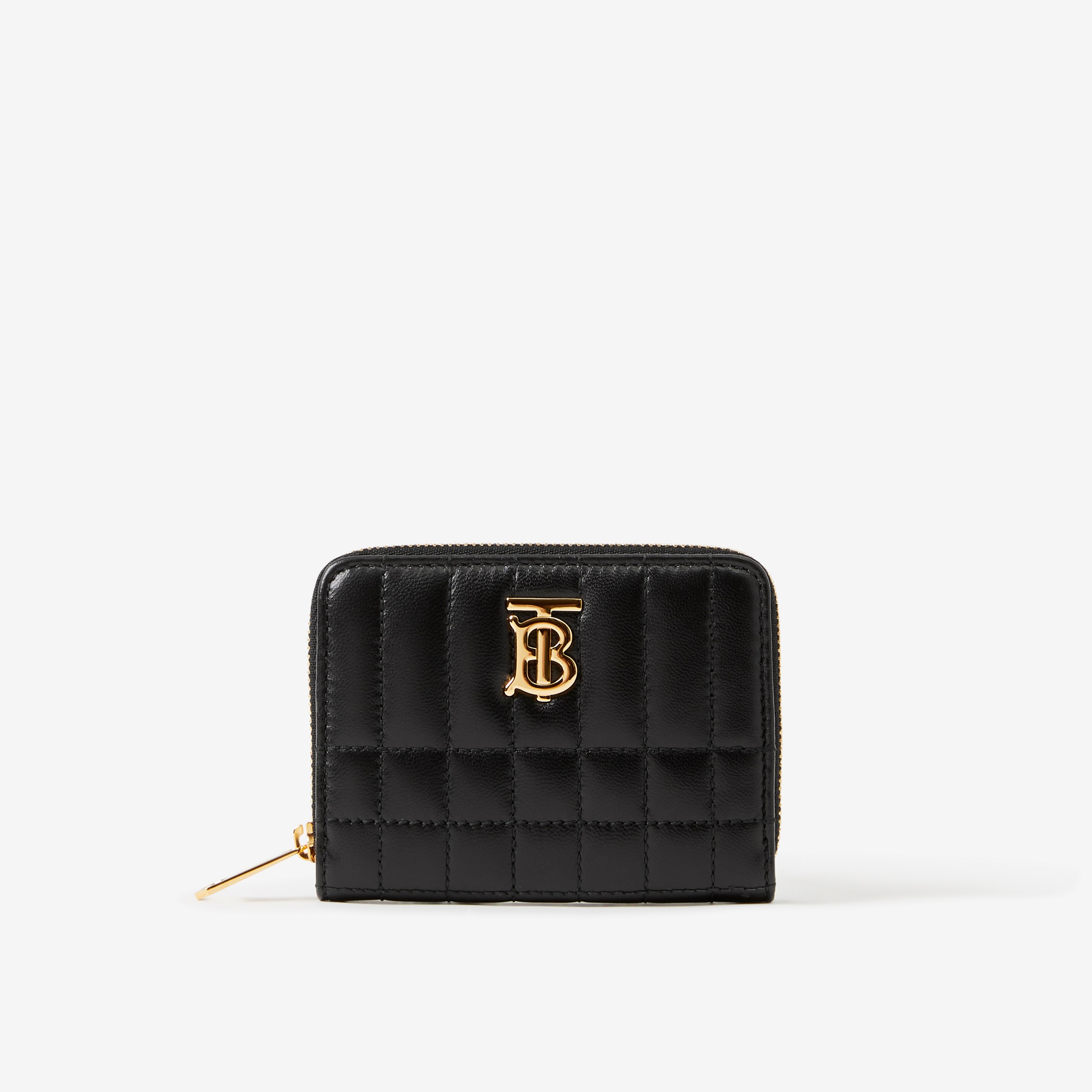Brieftasche „Lola“ aus gestepptem Leder mit Reißverschluss (Schwarz/helles Goldfarben) - Damen | Burberry® - 1