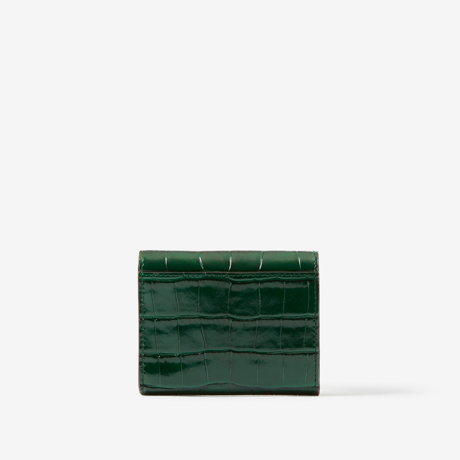Embossed Leather TB Compact Wallet in Dark Viridian Green - Women | Burberry® Official