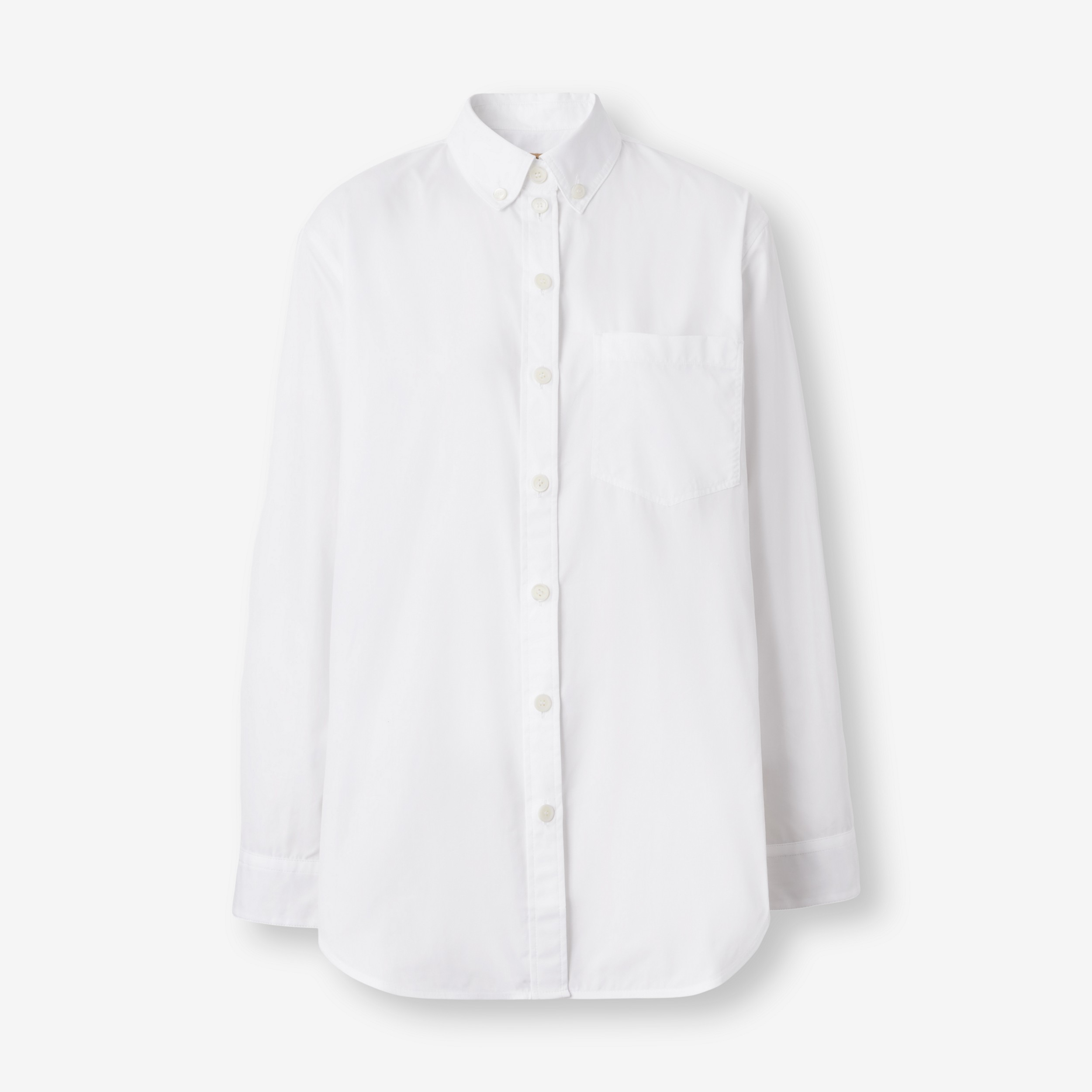 Button-down Collar Cotton Poplin Shirt in Optic White - Women | Burberry® Official - 1