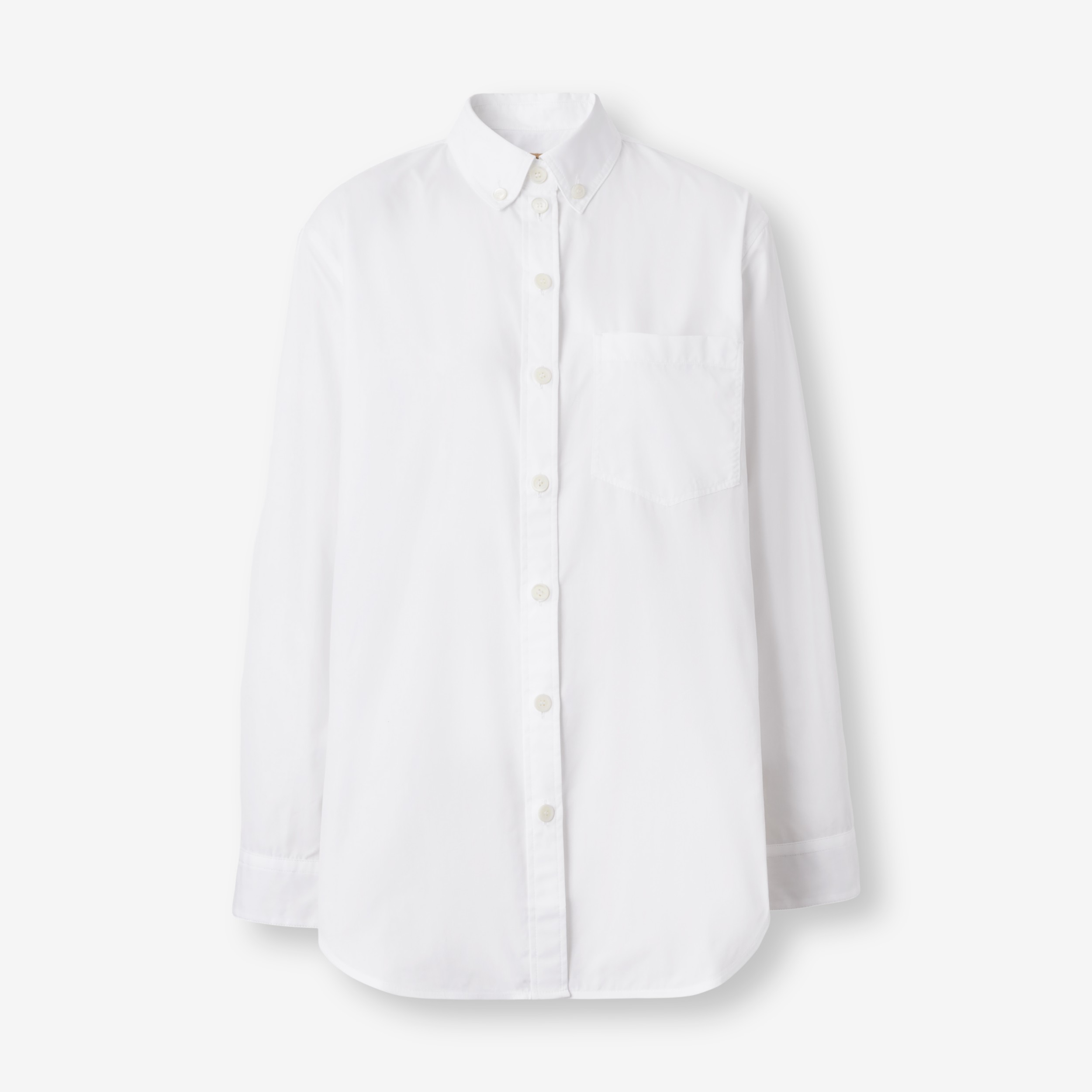 Button-down Collar Cotton Poplin Shirt in Optic White - Women | Burberry®  Official