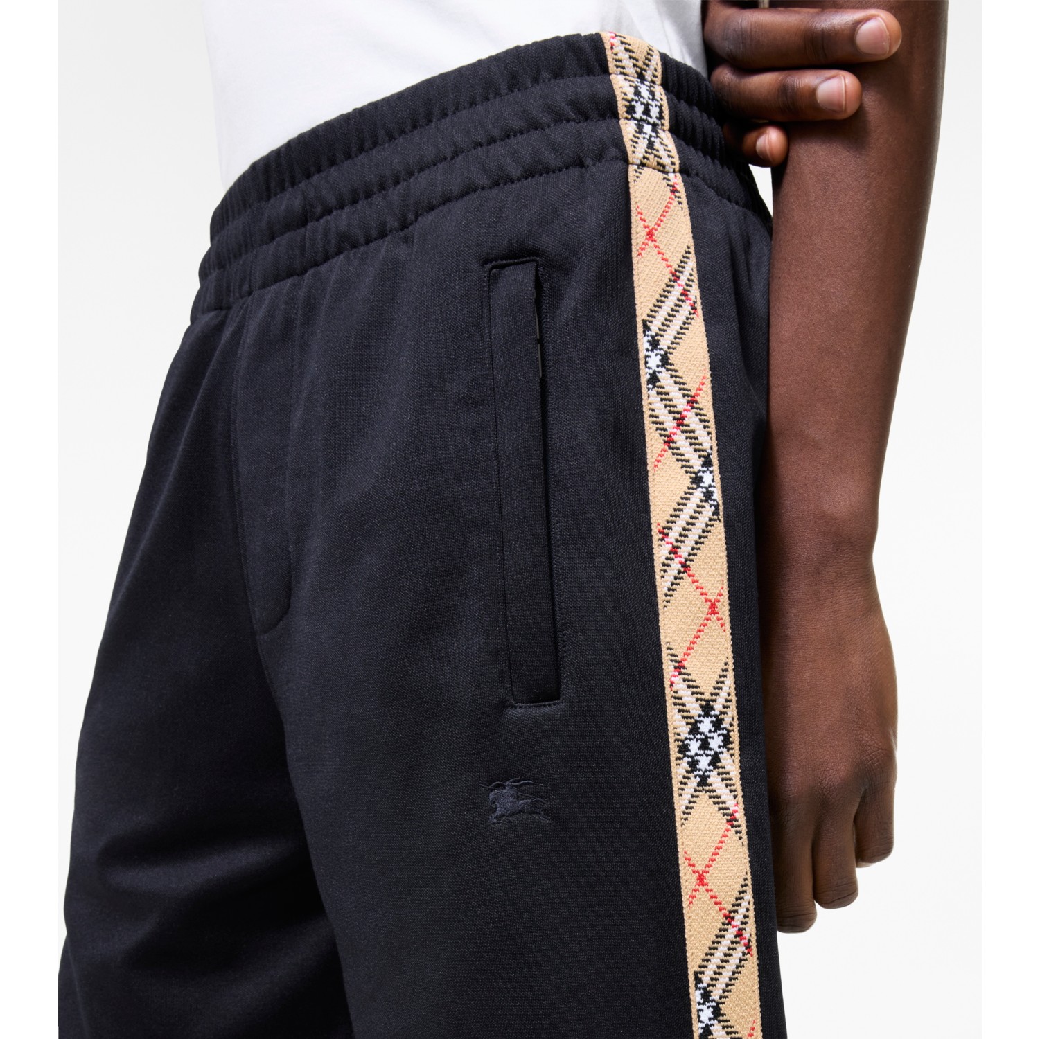 Check Trim Cotton Blend Shorts in Navy - Men | Burberry® Official