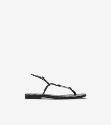 Leather Ronda Low Sandals​ in Black - Women | Burberry® Official